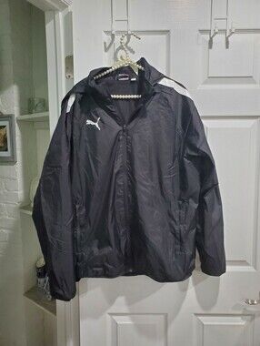 Puma Black All Weather Windbreaker Jacket with White Shoulder Panels